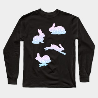 Pastel Easter Bunny Rabbit Dotted Pattern T-shirt Long Sleeve T-Shirt